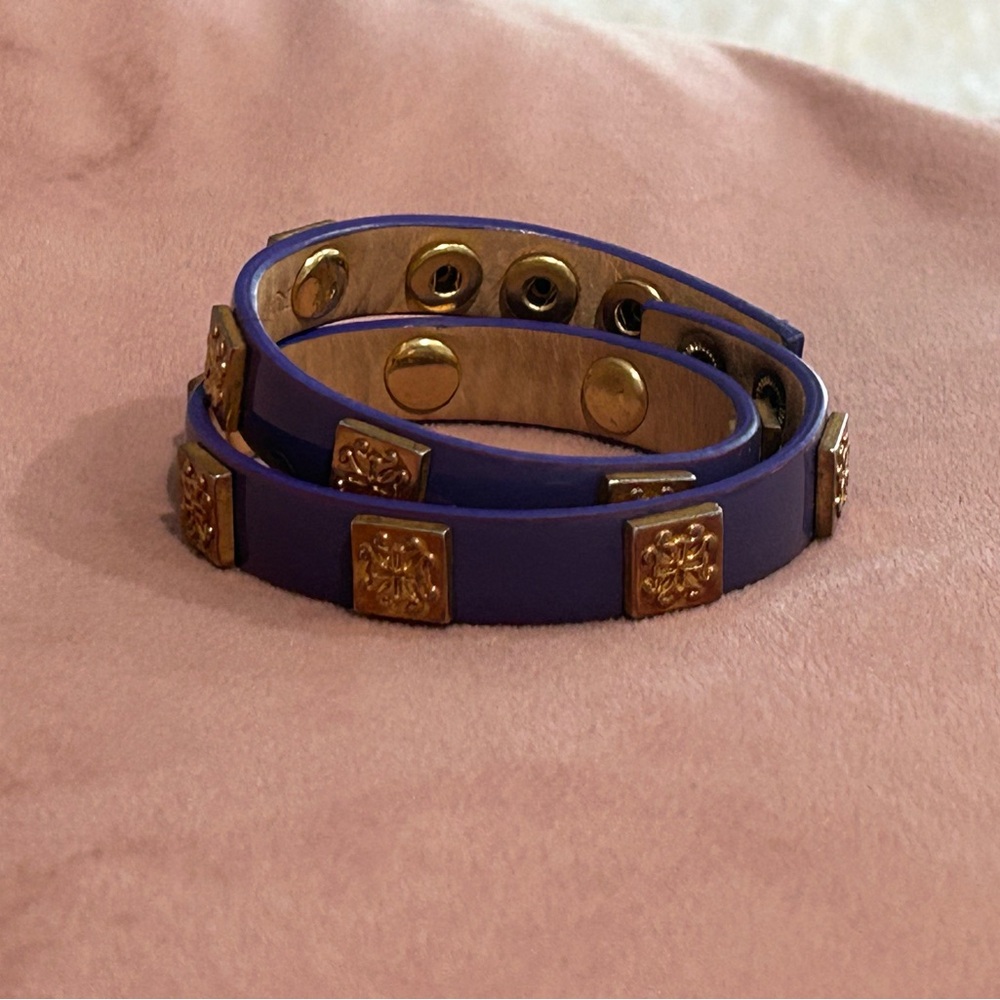 Deep purple double cuffed Rustic Cuff bracelet